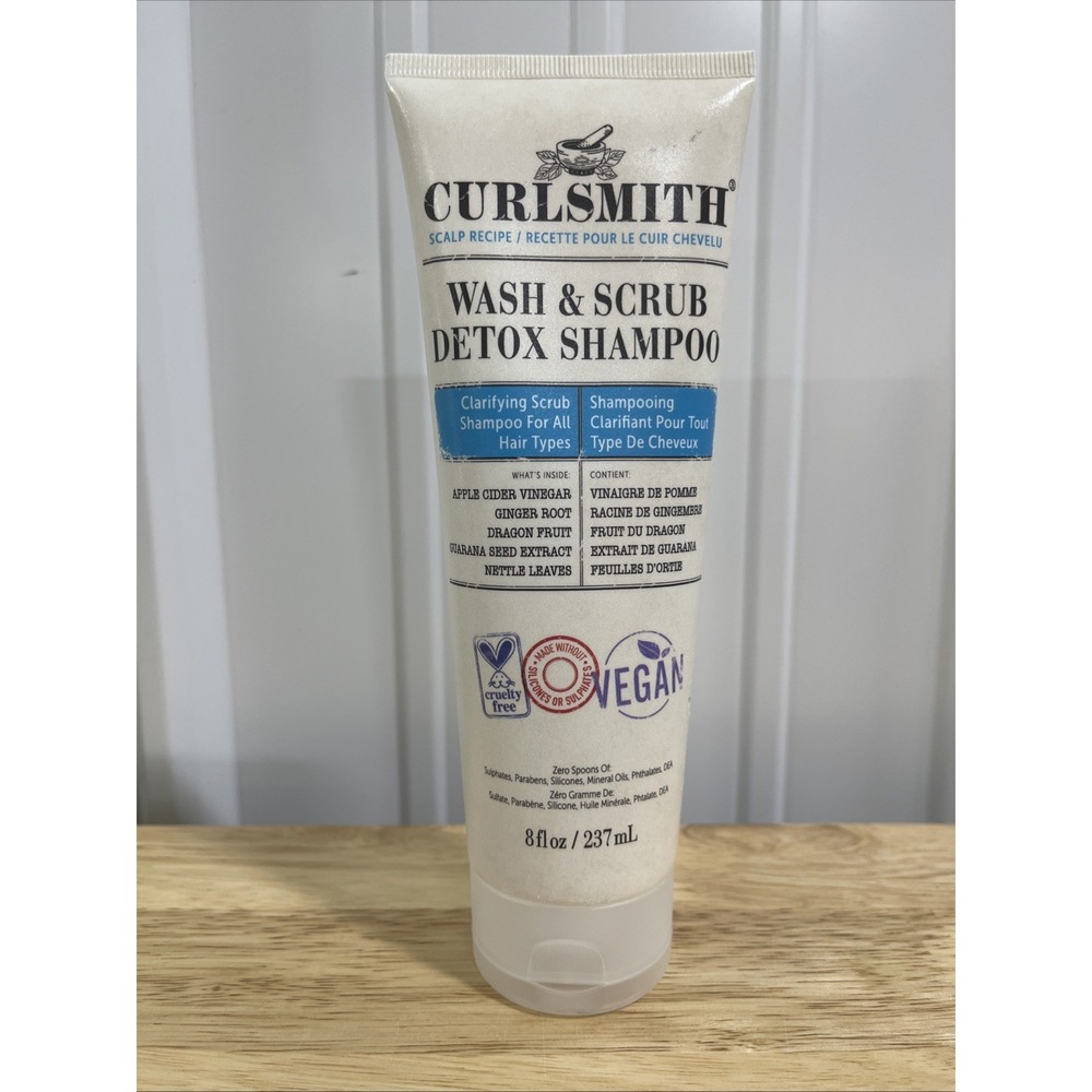 Curlsmith Wash & Scrub Detox Shampoo Clarifying Exfoliating Shampoo 8 fl oz Soap
